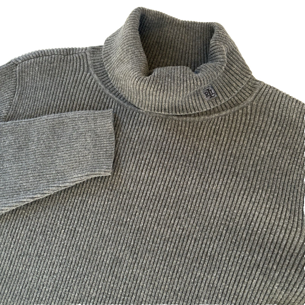 Women’s Lauren Ralph Lauren Gray Ribbed Turtleneck Sweater 100% Cotton Size 1X - Picture 2 of 12